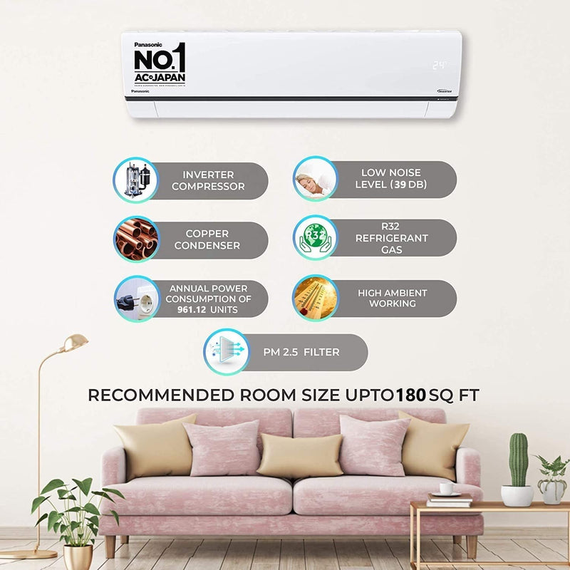 Panasonic 1.5 Ton 4 Star Wi-Fi Twin-Cool Inverter Split Air Conditioner CS/CU-WU18YKYXF, White)