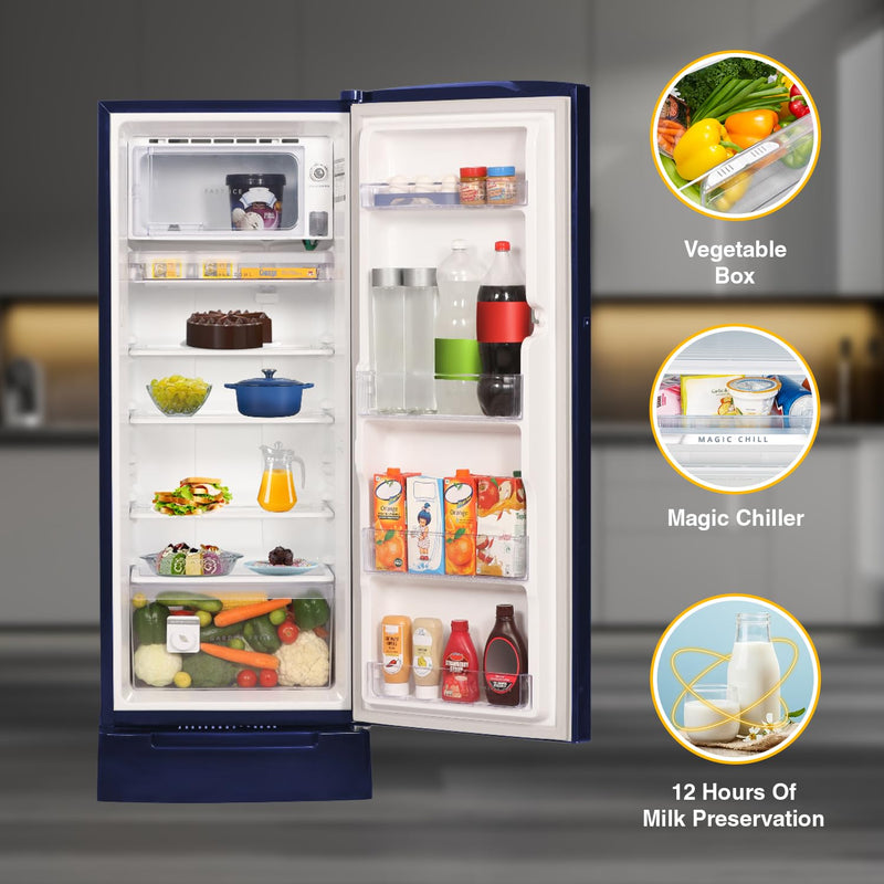 Whirlpool 207 L 5 Star Icemagic Pro Inverter Direct-Cool Single Door Refrigerator (230 IMPRO ROY 5S INV SAPPHIRE ABYSS-Z1, Blue)