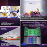 Haier 520L 3Star Lumiere French Door 4-Door Side by Side Frost Free Refrigerator|Convertible|Wi-Fi|Inverter|Colourful Display Panel|My zone|Sun Lit Interior (HRB-600MGU1, Mirror Glass)