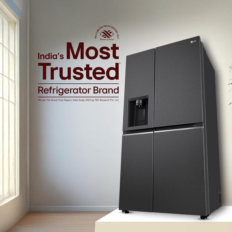 LG 630 L, 3 Star, Frost-Free, Double Door, Door Cooling+, Hygiene Fresh+, Smart Inverter, Wi-Fi Convertible Side By Side Refrigerator with AI ThinQ (GL-L257CMC3, Matt Black, Ice & Water Dispenser)