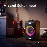 Philips Audio TAX3206/94 80W Bluetooth Party Speaker with 14 Hours Play Time, Karaoke Features, Guitar and Mic Input, Party Lights and Carry Handle (Black)