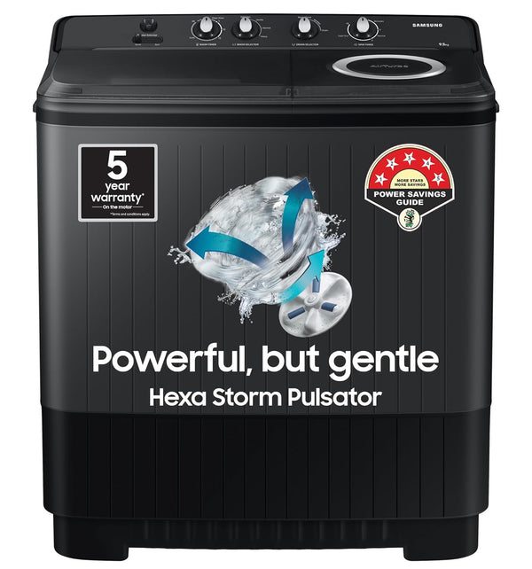Samsung 9.5 Kg, 5 Star, Semi-Automatic Top Load Washing Machine (WT95A4260GD/TL, Air Turbo Drying, Dark Gray, 5 Year Warranty on Wash Motor)