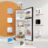 Haier 240L 2 Star Frost Free Top Mount Double Door Refrigerator|Cool Pad|200% Faster Ice Making in 49 Minutes (HRF-2902EKG-P, Black Glass)