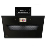 Beyond Appliances Eris 90cm Auto Clean Slant Kitchen Chimney | 1500 CMH Suction | Filterless | Smart Touchscreen Display | Touch Control | Black | PAN INDIA SERVICE| BA-SL-ER-AD-90-CH-001