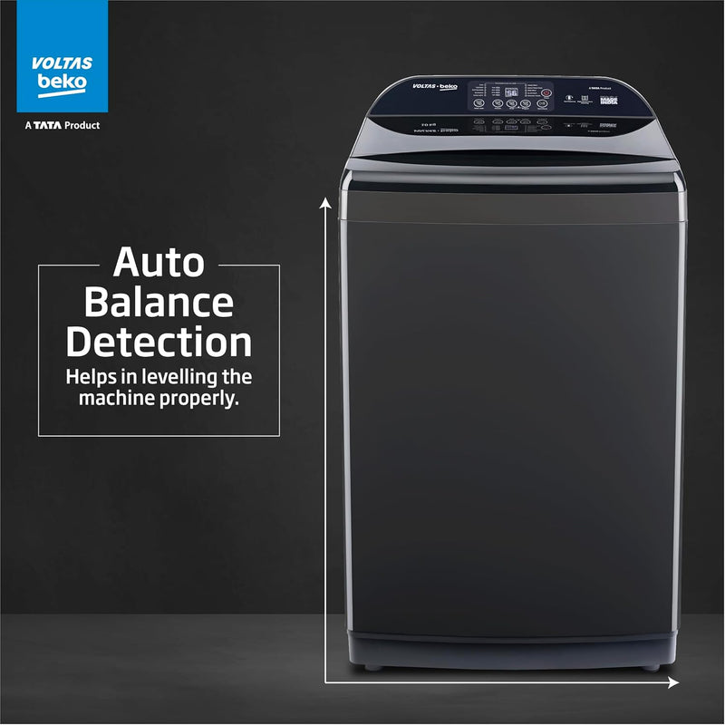Voltas Beko, A Tata Product 10 Kg 5 Star Fully-Automatic Top Loading Washing Machine (WTL1006UEAH/OBS3060, Dark Grey, Inbuilt Heater)