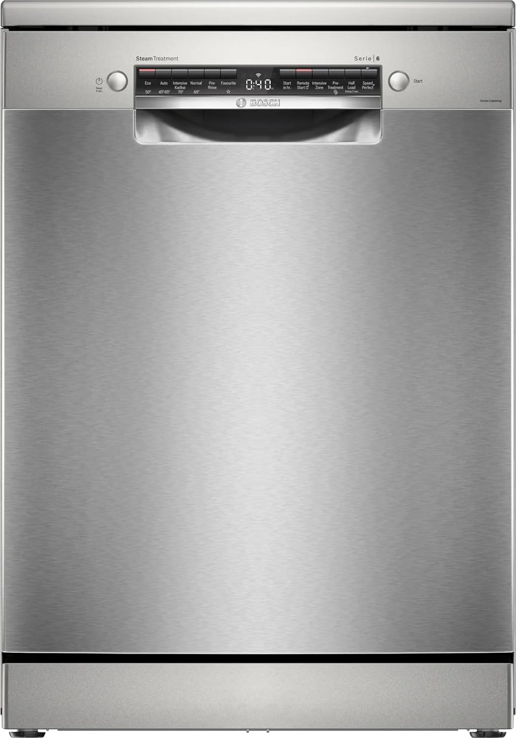 Bosch 15 Place Series-6 Settings free-standing Dishwasher 60 cm Brushed steel anti-fingerprint,with Wi-Fi Dishwasher, (SMS6HMI00I, Silver)