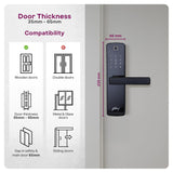 Godrej Smart Lock I Catus Connect I Digital Lock for Wooden Door |5 in 1 Access IWiFi I Fingerprint I RFID Card