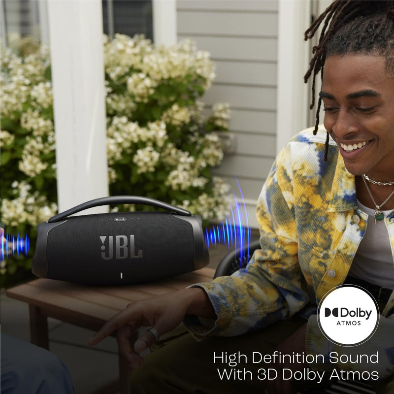 JBL Boombox 3 Wi-Fi, Wireless Portable Bluetooth Speaker, 24H Playtime, Deepest Bass, Built-in Powerbank, Wi-Fi with AirPlay, Alexa Multi-Room, Chromecast Built-in