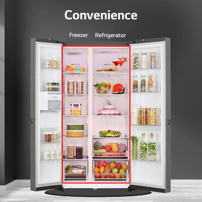 LG 655 L Frost Free Side by Side Refrigerator with Smart Inverter Compressor, Express Freeze & Multi Air-Flow (Dazzle Steel, GL-B257HDSY)