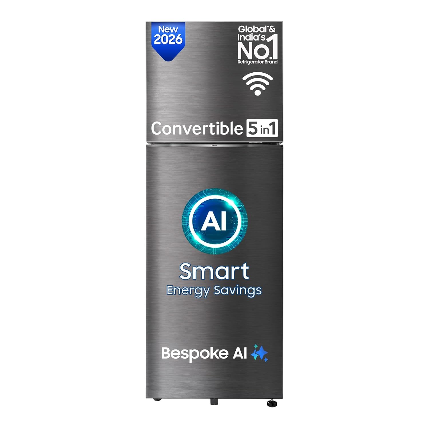 Samsung 350 L, 3 Star, Convertible 5-in-1, Digital Inverter, Frost Free Double Door, WiFi Bespoke AI Refrigerator (RT38HG5A23BXHL, Luxe Black, )