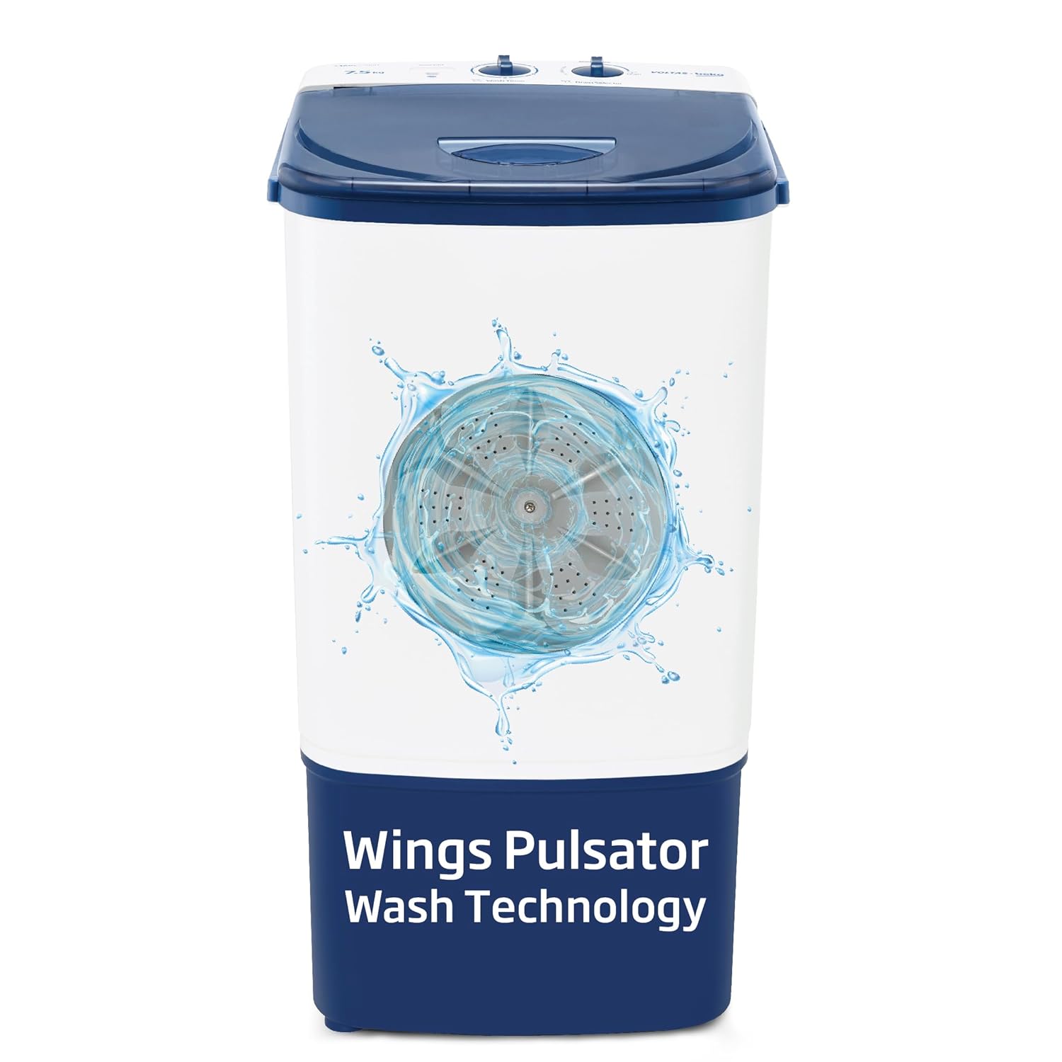 Voltas beko, A Tata Product 7.5 kg Semi-Automatic Top Load Single Tub Washing Machine (WST75UC/BLSSWH2PTD, Blue, Pulsator wash method)