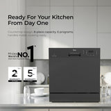 Midea 8 Place Setting Countertop Dishwasher, 6 Wash Programs, Intensive Wash, Water Efficient MDWTT0802D(B) (Portable Table Top, Compact Design, Suitable for Indian Utensils, Small Family Use)