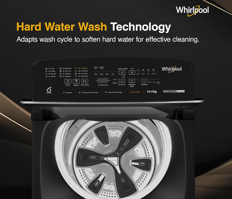 Whirlpool 10 Kg 5 Star MAGIC CLEAN BW PRO Heater Fully Automatic Top Load Washing Machine (MAGIC CLEAN BW PRO H 10 KG Mn GREY 10YMW)