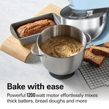 INALSA Stand Mixer 1200W|Pure Copper Motor|5.3L SS Bowl With Splash Guard|Metal Gears for Extra Durability|Accessories Included|Dishwasher Safe|Baking,Cake Mixer,Kneading-Kratos Plus (Blue)