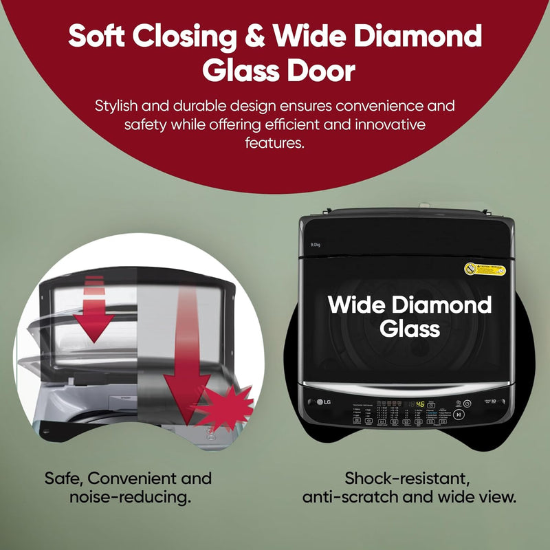 LG Smart Choice, 9 Kg, 5 Star, Smart Inverter Technology, Turbodrum, Fully Automatic Top Load Washing Machine (T90AJMB1Z)