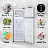 LG 288 L 2 Star Smart Inverter Frost-Free Double Door Refrigerator (GL-S322SPZY, Shiny Steel)
