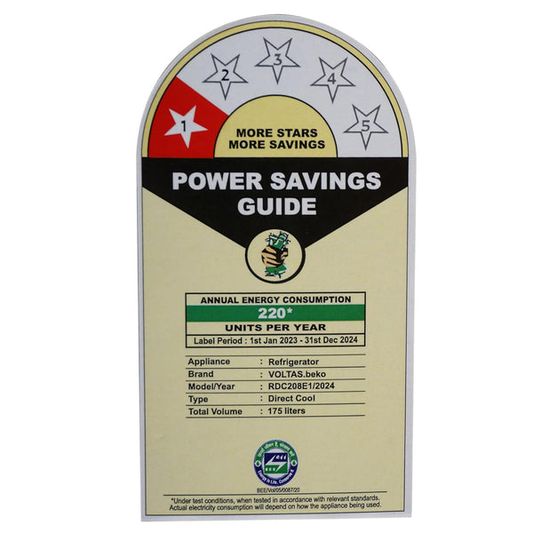 Voltas Beko by A Tata Product 175 L Direct Cool Single Door 1 Star Refrigerator (HAIRLINE SILVER, RDC208E1/D0XIR0M0000GD)