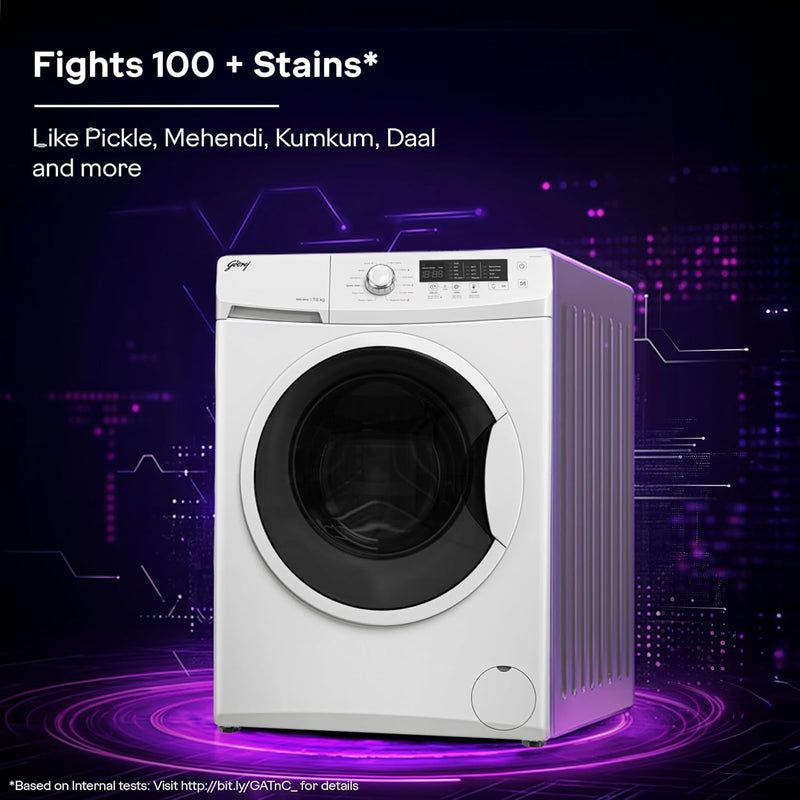 Godrej 8 Kg 5 Star I-Sense Technology Fully-Automatic Front Load Washing Machine (WFEON CRS 8012 5.0 FKEDM GLWH, Inbuilt Heater, Glacial White)