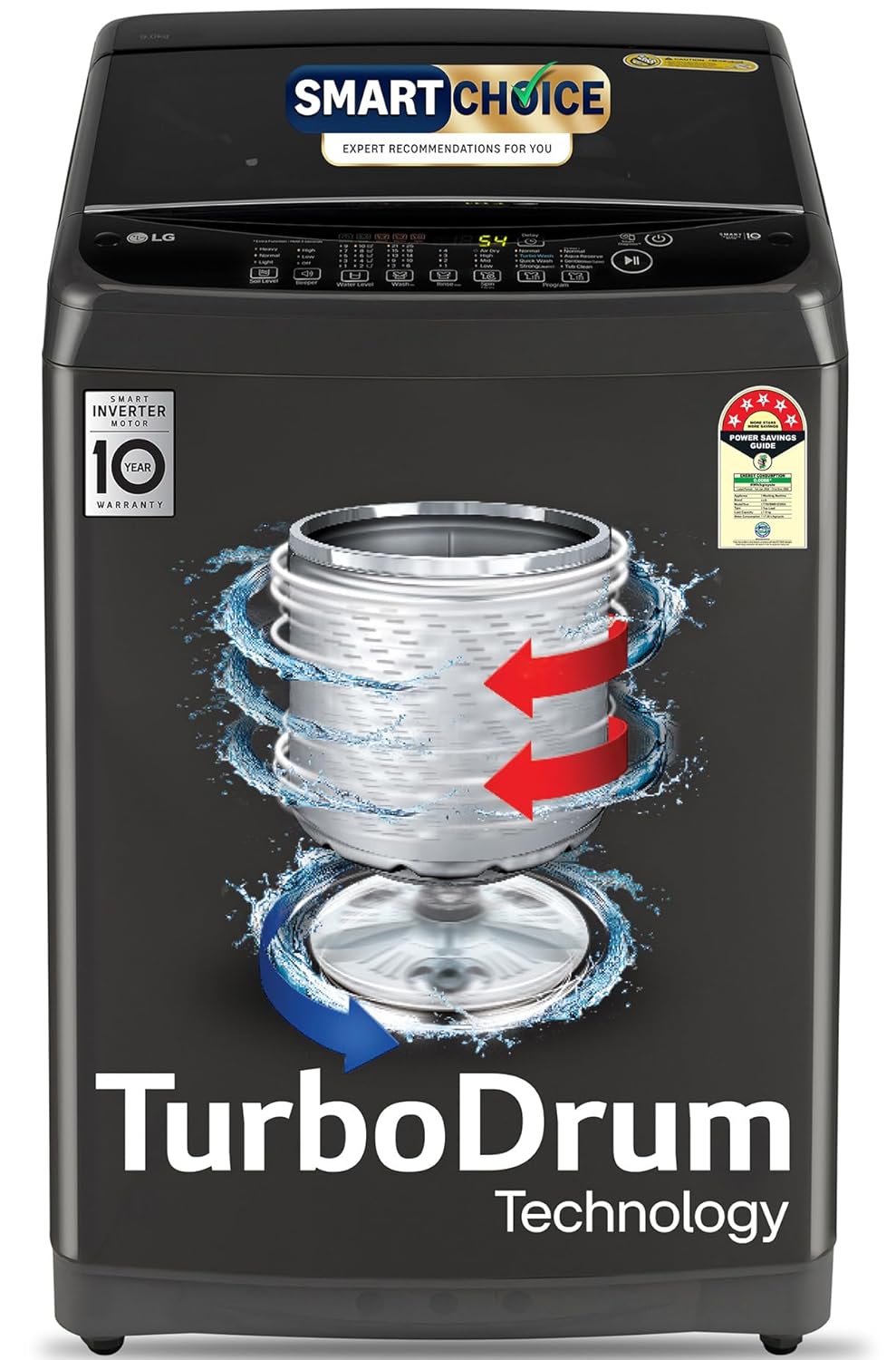 LG Smart Choice, 9 Kg, 5 Star, Smart Inverter Technology, Turbodrum, Fully Automatic Top Load Washing Machine (T90AJMB1Z)