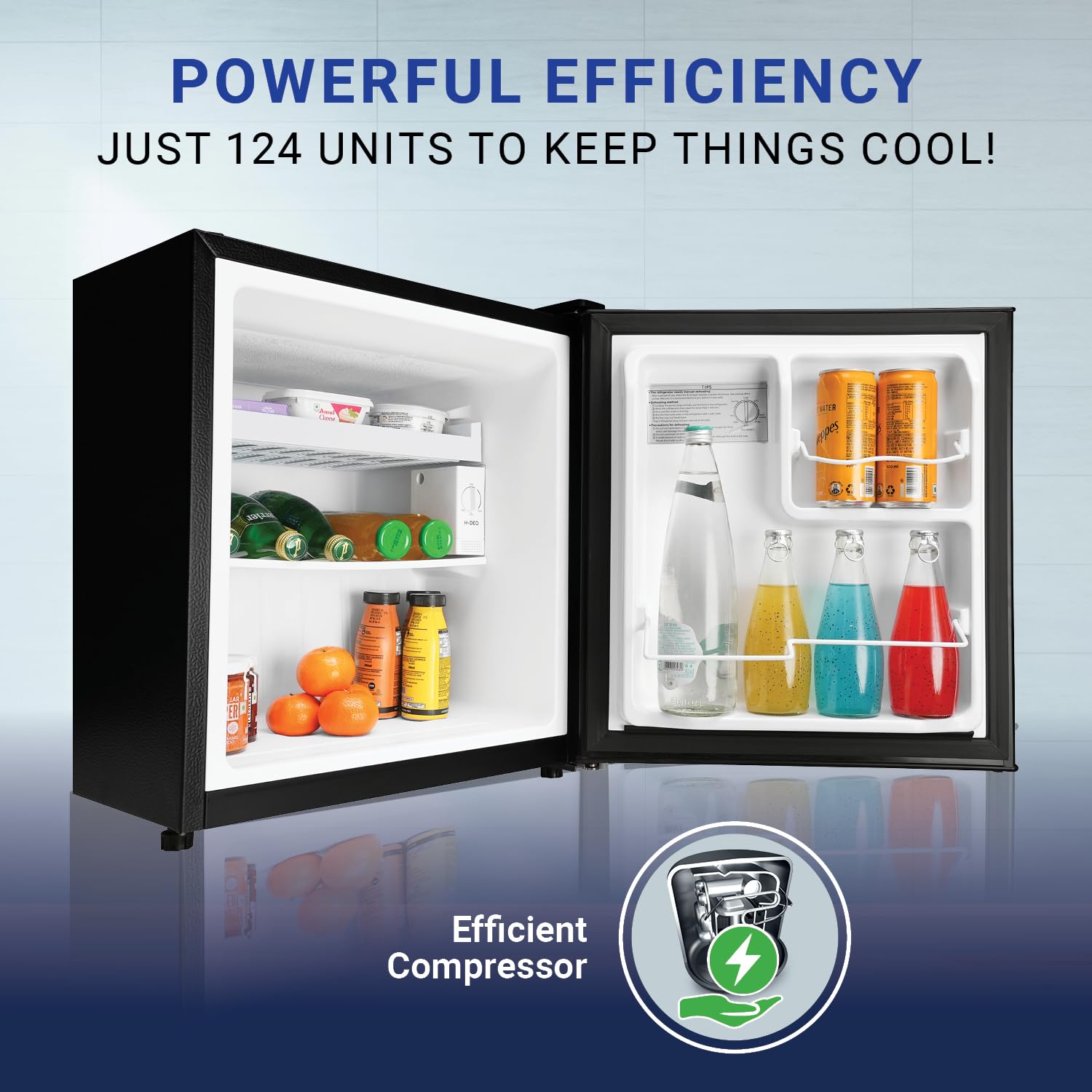 Haier 42 L Mini Refrigerator with Direct Cool Technology - Single Door Design, Energy Efficient, Compact Size - Ideal for Home, Office, and Dorm Rooms (Black Steel, HRD-55KS, 2024 Model)