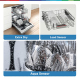 Bosch 14 Place Setting Dishwasher with Intensive Kadhai Program, 70 Degree Hot water wash, 3-Stage Adjustable Upper Rack, No Pre-Rinse, Intensive Zone (SMS46KI03I, Silver, Glass Protection Technology)