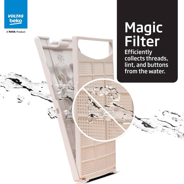 Voltas Beko, A Tata Product 10 Kg 5 Star Fully-Automatic Top Loading Washing Machine (WTL1006UEAH/OBS3060, Dark Grey, Inbuilt Heater)