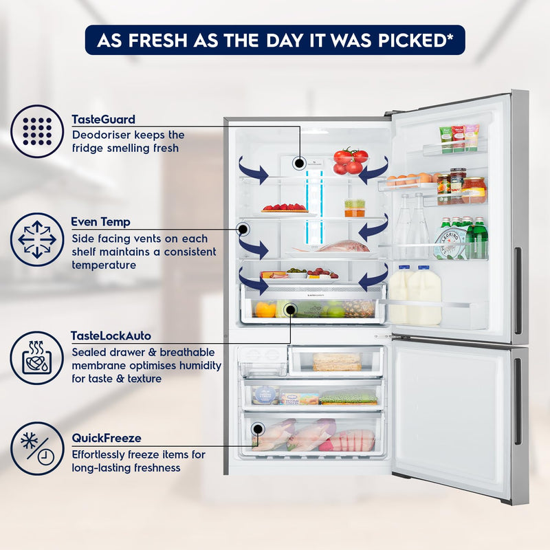 Electrolux 529L Frost Free Inverter Double Door Refrigerator, Bottom Freezer, TasteLockAuto & TasteGuard Technology, Stainless Steel, UltimateTaste 500, EBE5302C-S | Open Box like New |