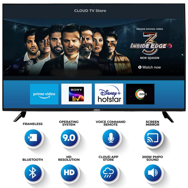 AKAI 108 cm (43 Inches) Full HD Smart LED TV AKLT43S-FL29M (Black) (2021 Model) | with Frameless Design