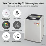 LG 7 Kg 5 Star Inverter TurboDrum Fully Automatic Top Loading Washing Machine (T70SKSF1Z, Waterfall Circulation, Smart Motion, Middle Free Silver)