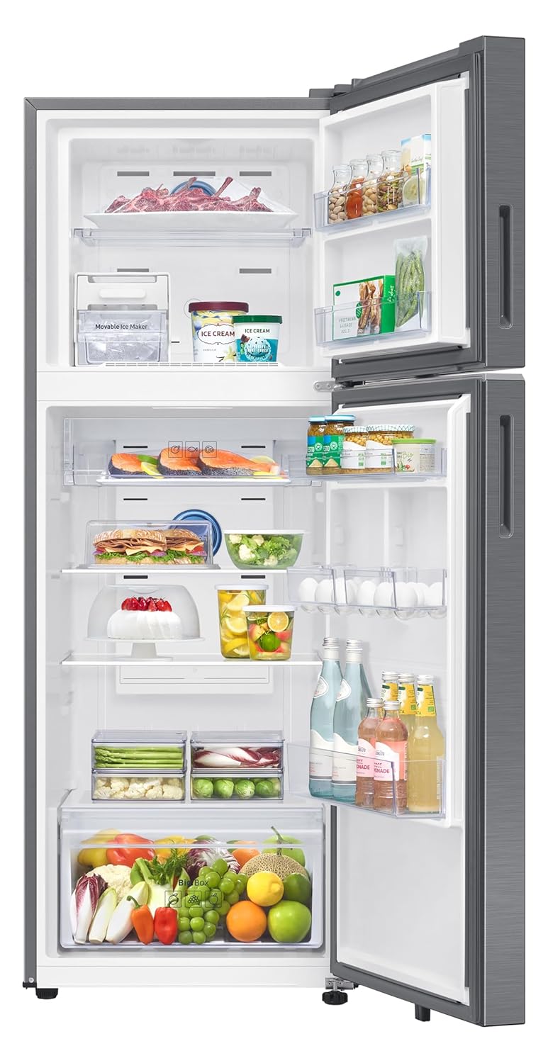 Samsung 330 L, 2 Star, Convertible 5-in-1, Digital Inverter, Frost Free Double Door Refrigerator (RT34DG5A2BS8HL, Elegant Inox, Silver)