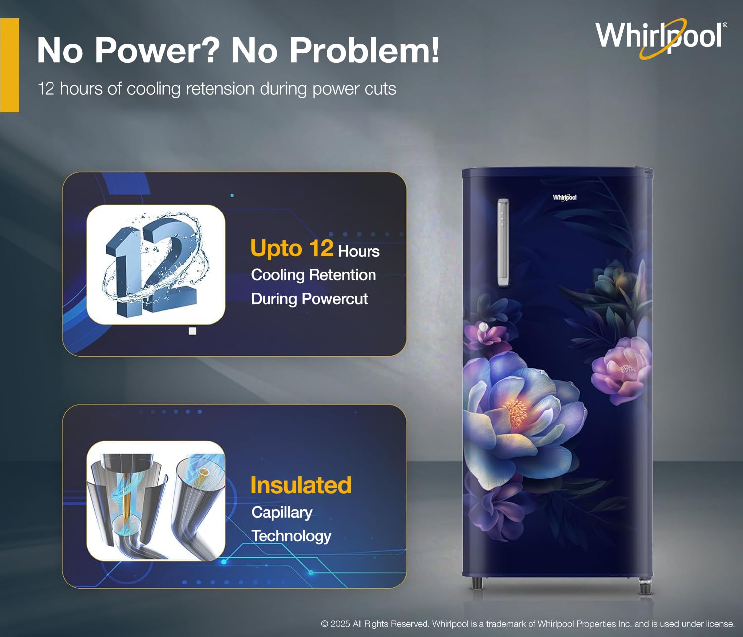Whirlpool 184 L 2 Star Direct-Cool Single Door Refrigerator (205 WDE PRM 2S SAPPHIRE SERENA-Y, Blue, 2026 Model)