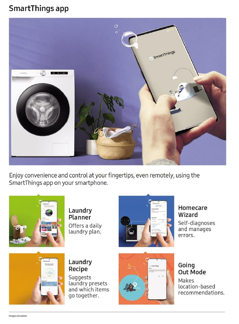 Samsung 7 kg, 5 Star, AI Control, Wi-Fi, Digital Inverter, Motor, Fully-Automatic Front Load Washing Machine (WW70T502NAN1TL, Hygiene Steam, Inox)