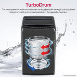 LG 9 Kg, 5 Star, Smart Inverter Technology, In-built heater with Steam, Fully Automatic Top Load Washing Machine (T90VBMB1S, Turbodrum, Stain Clean, LED Display, Smart Diagnosis, Middle Black)