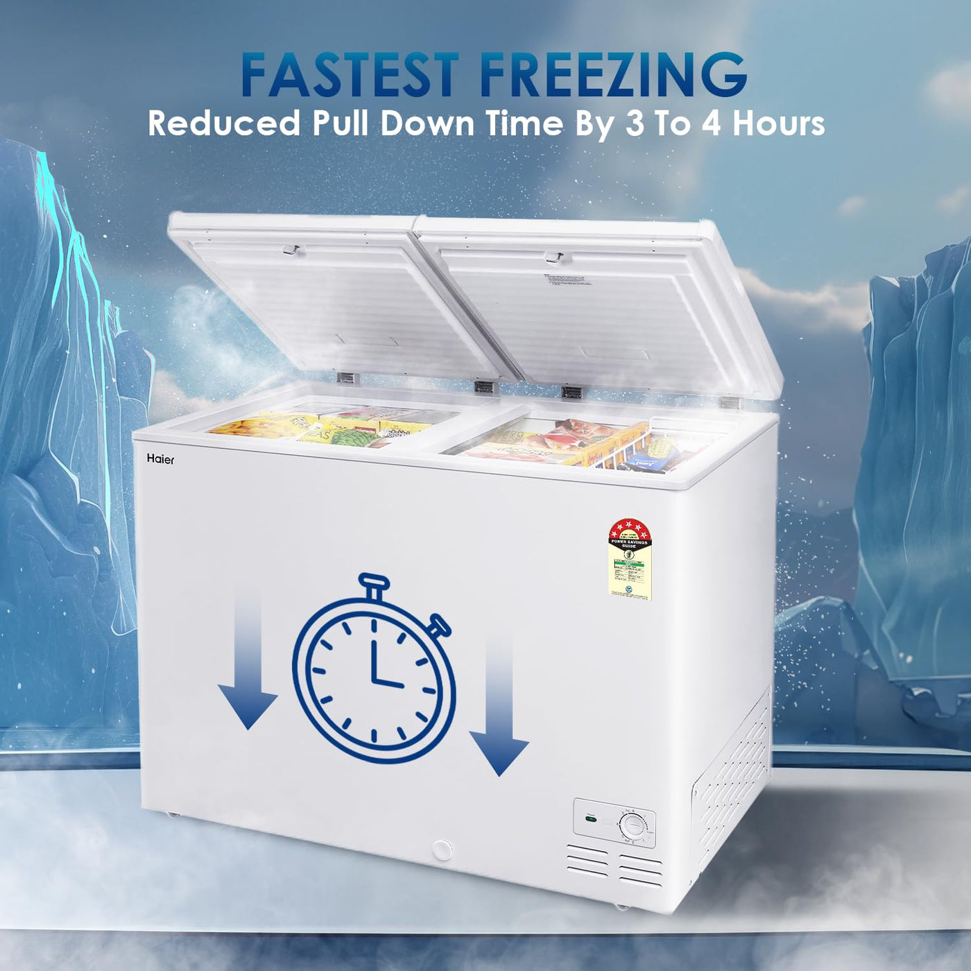 Haier 439 L Double Door Standard Deep Freezer (White, HFC-500DM5