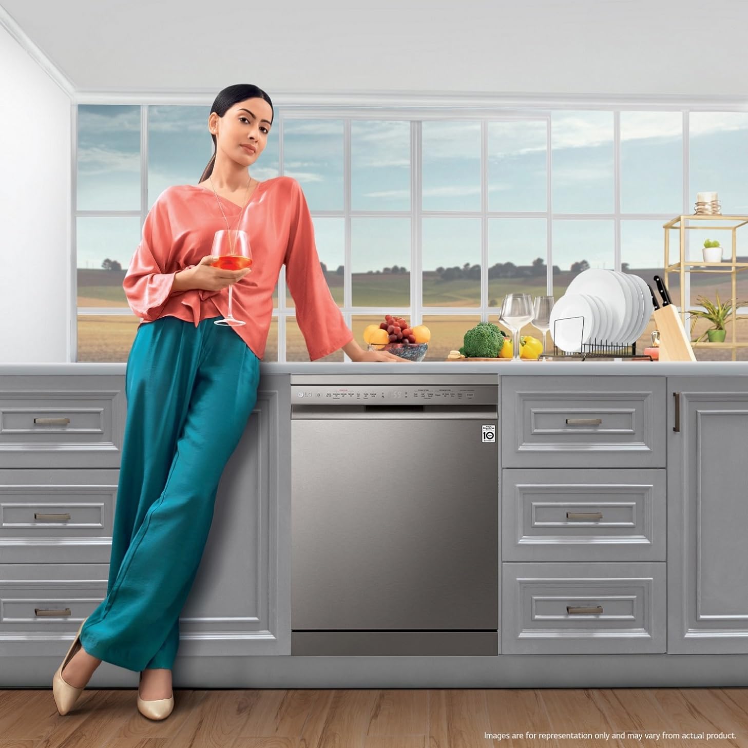 LG 14 Place Setting Free Standing Dish Washer with TrueSteam, QuadWash, EasyRack Plus, Wi-Fi Enabled (DFB424FP, Silver, Inverter Direct Drive Motor)