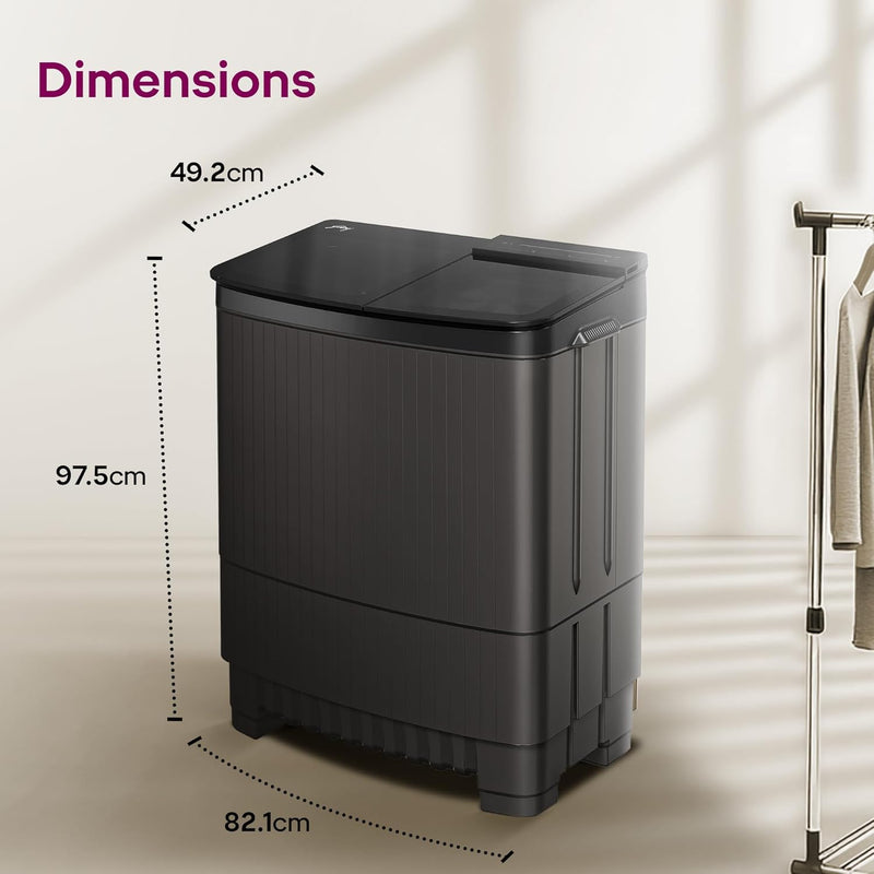 Godrej 8 Kg 5 Star, With Soft Shut Wash Lid, Semi-Automatic Top Loading Washing Machine (WSEDGE ULTS 80 5.0 DB2M CSGR, Crystal Grey, Stainless Steel Wash and Spin Drum)