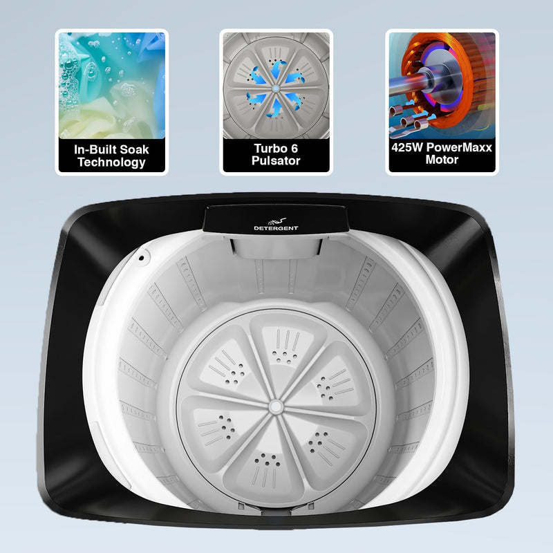 Godrej 6.5 Kg 5 Star I-Wash Technology for Automatic One Touch Wash Fully-Automatic Top Load Washing Machine (WTEON 650 AP 5.0 GPGR, Graphite Grey, With Toughened Glass Lid)-(Touchup)