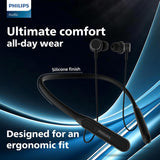 PHILIPS TAN1150BK Neckband, 60H Playtime, 13mm Drivers, AI ENC Mic, BT v5.3, IPX5 Proof Bluetooth