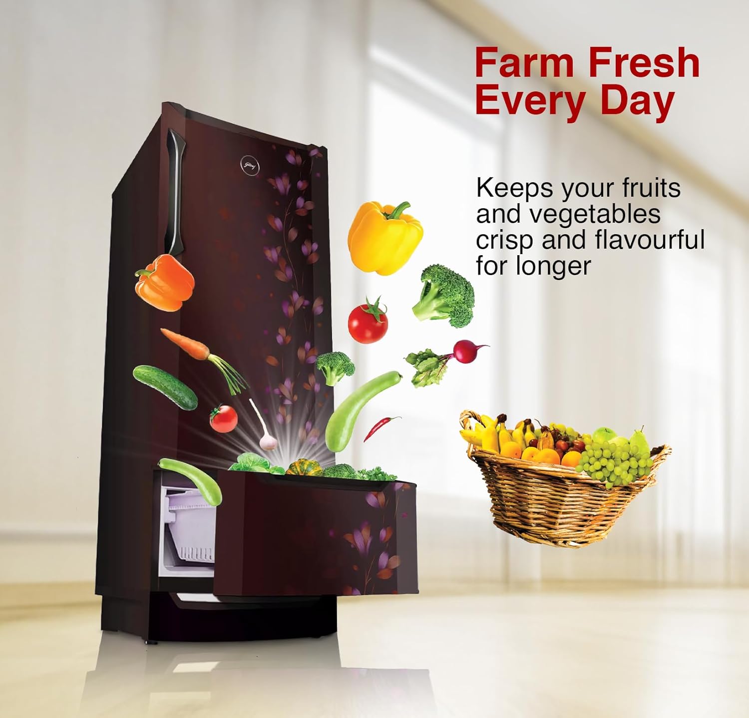 Godrej Edge 237 L 3 Star Inverter Direct Cool Single Door Refrigerator (RD EDUO 270C TDI JD WN, Jade Wine)