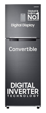 Samsung 256 L, 3 Star, Convertible, Digital Inverter with Display Frost Free Double Door Refrigerator (RT30C3733BX/HL, Luxe Black, 2024 Model)