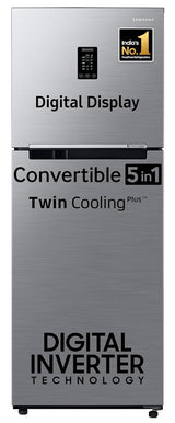 Samsung 301 L, 3 Star, Convertible 5-in-1 Digital Inverter, with Display Frost Free Double Door Refrigerator (RT34C4523S9/HL, Silver, Refined Inox, 2023 Model)