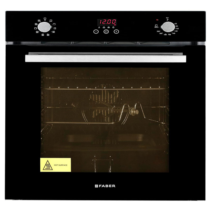 Faber 80L Built-in Oven | 10 Cooking Modes | 3D Wave Tech | Full Glass Door | Sensor Touch & Knob Control | Child Lock for Safety | Grill Rack, Rotisserie, Tray & Steamer Included