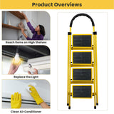 Asian Paints TruCare 4-Steps Trendy Steel Ladder, Foldable Ladder for Home & Office use, Durable, Wide, Anti-Skid, Lightweight & Easy to Carry, with 5