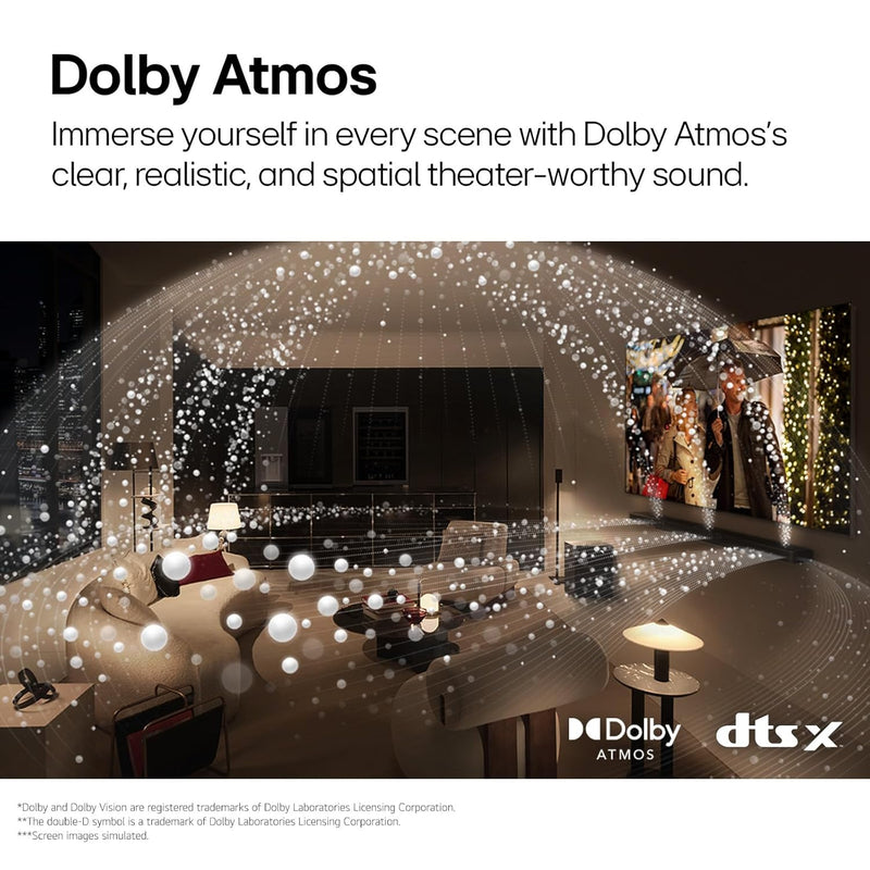 LG SQ75TR, 600W, 5.1.1Ch Home Theater Soundbar with Dolby Atmos, Center Up-Firing Speaker, AI Sound Pro, Wow Synergy, Wireless Subwoofer, Rear Speaker Inbuilt Receiver, QNED Matching Bracket Inside