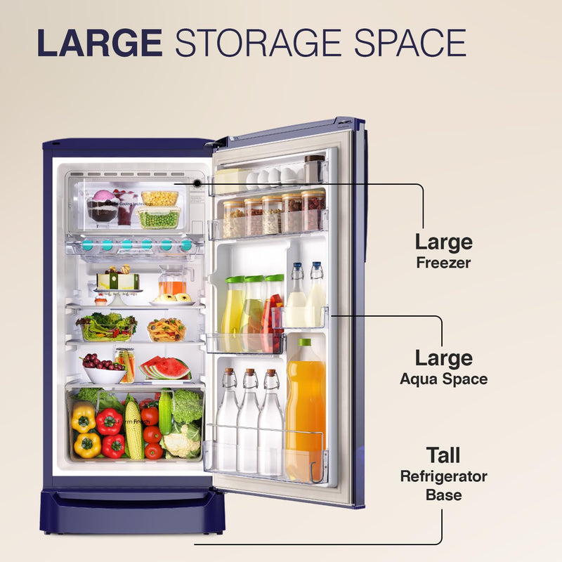 Godrej 183 L 3 Star Farm Fresh Crisper Technology With Jumbo Vegetable Tray Direct Cool Single Door Refrigerator2023 Model RD R190C THF FR BL Floral Blue