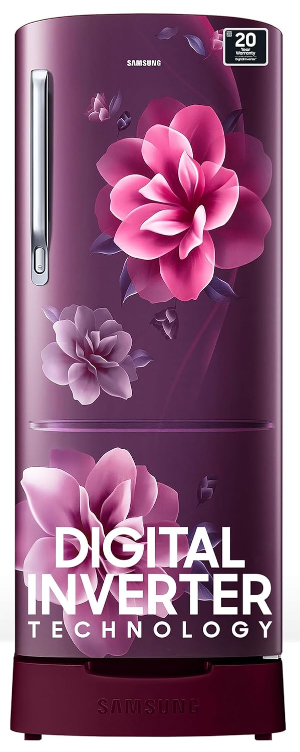 SAMSUNG 183 L Direct Cool Single Door 4 Star Refrigerator with Base Drawer with Digital Inverter (Camellia Purple, RR20C1824CR/HL)