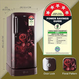 LG 185 L 5 Star Inverter Direct-Cool Single Door Refrigerator (GL-D201ASEU, Scarlet Euphoria, Base stand with drawer)