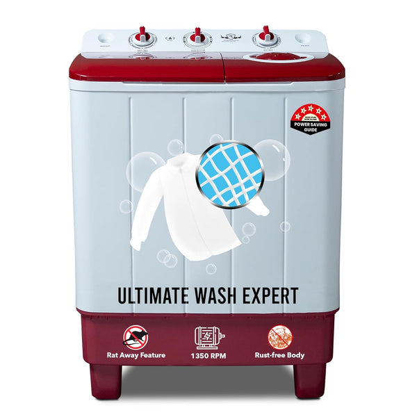 Power Guard 6.5 kg 5 Star Semi-Automatic Top Loading Washing Machine Appliance (PG65WM-BG-OP, Burgundy, Powerful Motor,Effective Wash Pulsator,1350 RPM & Castors)