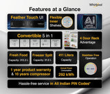 Whirlpool 411L 2 Star IntelliFresh Convertible Inverter Frost Free Double Door Refrigerator (IF INV CNV 455 Steel Onyx-Z, 2s)
