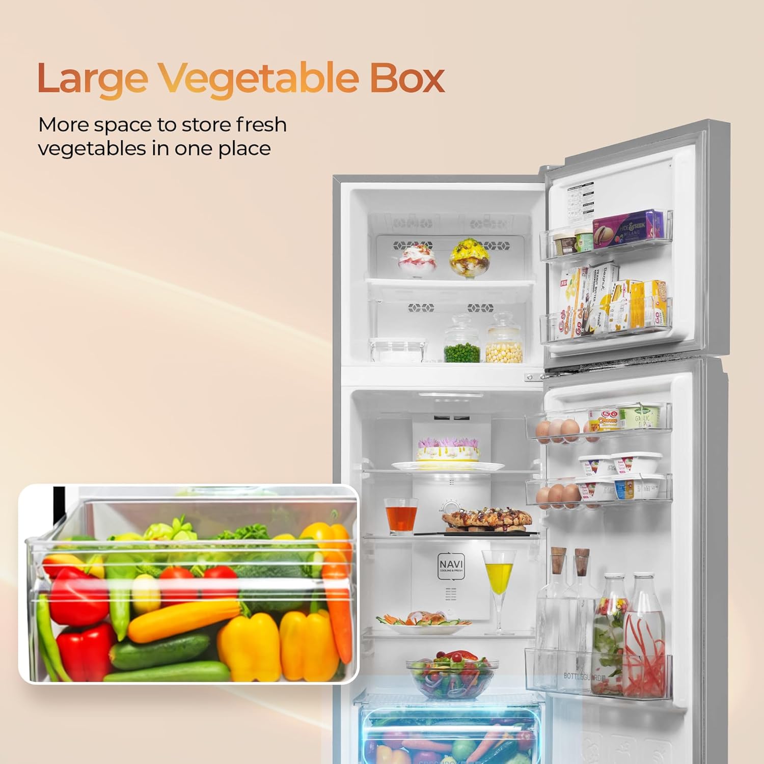 Haier 240 L 2 Star Frost Free Twin Inverter Double Door Refrigerator with Cool Pad for Extended Freezer Cooling & Spacious Fresh Zone (HEF-252EGSA-P, Moon Silver, 2026 Model)